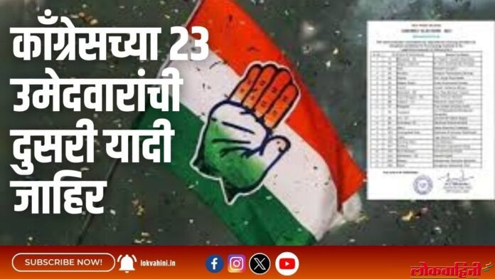 काँग्रेसच्या 23 उमेदवारांची दुसरी यादी जाहिर
