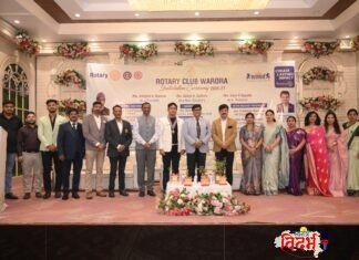 रोटरी क्लब वरोराच्या नवीन कार्यसमितीचा पदग्रहण सोहळा उत्साहात संपन्न.