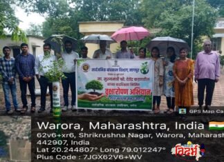 हरीत महाराष्ट्र, समृद्ध महाराष्ट्र! वरोरा येथे सार्वजनिक बांधकाम विभागामार्फत वृक्षारोपण अभियान संपन्न. मा. मुख्यमंत्री श्री. देवेंद्र फडणवीस यांच्या वाढदिवसानिमित्त वरोरा उपविभागाचा स्तुत्य उपक्रम.