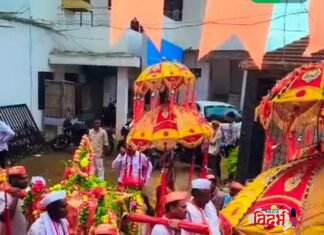 जय हरी विठ्ठल, श्री हरी विठ्ठल, जय राम कृष्ण हरी’च्या नामघोषाने नागरी दुमदुमली आषाढी एकादशीनिमित्त नागरी येथे विठ्ठल-रुक्मिणी मंदिर देवस्थानतर्फे भव्य दिंडी सोहळा भक्तिमय वातावरणात संपन्न