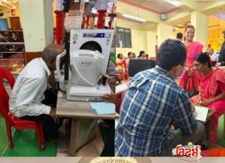 रोटरी क्लब वरोरा आणि श्री विठ्ठल मंदिर देवस्थानच्या संयुक्त वतीने भव्य मोफत नेत्र व दंत तपासणी शिबिर संपन्न; १२० रुग्णांची तपासनी.