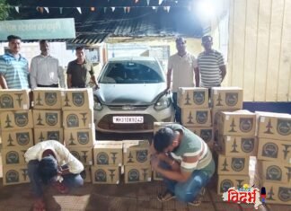 स्थानिक गुन्हे शाखेची ब्रम्हपुरी हद्दीत मोठी कारवाई; ५ लाख ६० हजारांचा अवैध देशी दारूसाठा व कार जप्त.