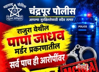 संघटित गुन्हेगारीवर पोलिसांचा मोठा बडगा राजुरातील खळबळजनक हत्या प्रकरणात आरोपींवर ‘मोक्का’ अंतर्गत कारवाई!