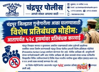 चंद्रपुरात गुन्हेगारीला आळा घालण्यासाठी विशेष प्रतिबंधक मोहीम; आतापर्यंत ५२८ इसमांवर प्रतिबंधक कारवाई.